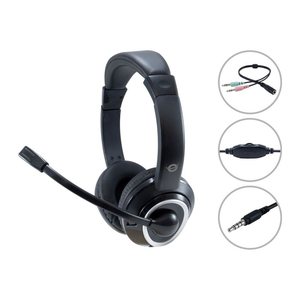 CONCEPTRONIC Headset Stereo AUX/Mikro/Bedien./Split.2.00m sw