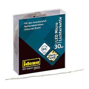 Idena 30er Micro LED Lichterkette silber 3,2 m, 1 St.