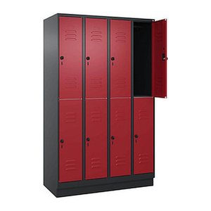 CP Spind Classic PLUS rubinrot, schwarzgrau 080320-40 S10122, 8 Schließfächer 120,0 x 50,0 x 195,0 cm