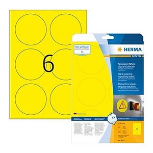 HERMA wetterfeste Folienetiketten 8035 gelb 85,0 x 85,0 mm, 25 Blatt