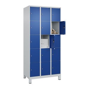 CP Schließfachschrank Classic Plus enzianblau, lichtgrau 080010-305 S10003, 15 Schließfächer 90,0 x 50,0 x 195,0 cm