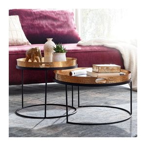 WOHNLING Couchtische-Set rund Aluminium gold, 1 St.