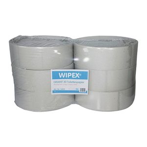 WIPEX® Jumbo-Toilettenpapier Gigant 30 1-lagig Recyclingpapier, 6 Rollen