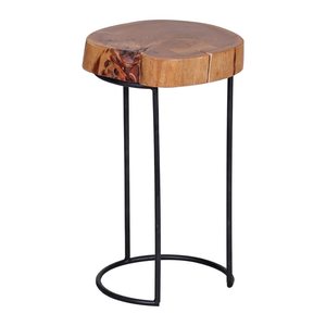 WOHNLING Beistelltisch rund Massivholz akazie 28,0 x 28,0 x 45,0 cm, 1 St.