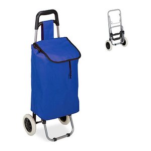 relaxdays Einkaufstrolley Aluminium blau 30,0 x 40,0 x 91,0 cm