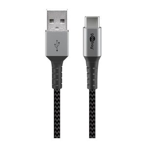 goobay USB 2.0 A/USB C Kabel 2,0 m schwarz, grau, 1 St.