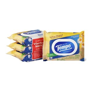 Tempo Feuchtes Toilettenpapier Sanft & Pflegend 1-lagig, 4x 42 Tücher