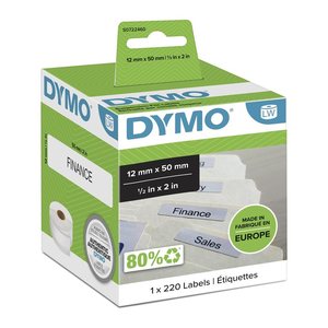 DYMO Etikettenrolle für Etikettendrucker S0722460 weiß, 12,0 x 50,0 mm, 1 x 220 Etiketten