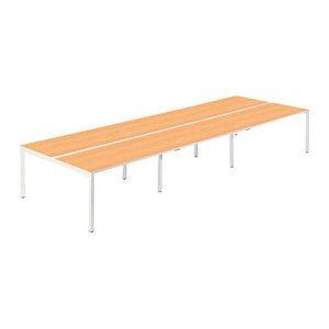 PAPERFLOW easyDesk Doppelschreibtisch buche rechteckig, 4-Fuß-Gestell weiß 480,0 x 166,0 cm