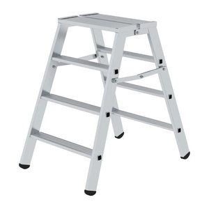 MUNK Stehleiter beidseitig 50096 silber 2x 4 Stufen, H: 93,0 cm