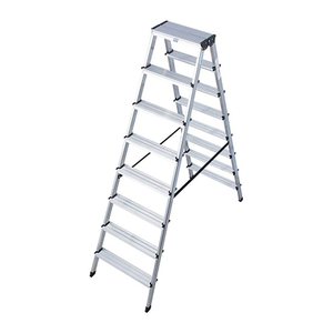 KRAUSE Stehleiter beidseitig MONTO Dopplo silber 2x 8 Stufen, H: 187,0 cm