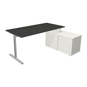 Kerkmann Form 1 Schreibtisch anthrazit, weiß rechteckig, T-Fuß-Gestell silber 160,0 x 80,0 cm