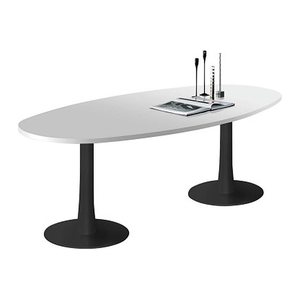 Quadrifoglio Konferenztisch Idea+ lichtgrau oval, Säulenfuß grau, 240,0 x 110,0 x 74,0 cm