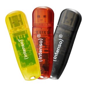 Intenso USB-Sticks Rainbow Line rot, gelb, schwarz 32 GB, 3 St.