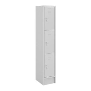 Fächerschrank (1 Abteil mit 3 Fächern) 300 mm Abteilbreite – Lichtgrau (Türen Lichtgrau)