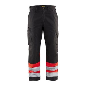 BLAKLÄDER® unisex Warnschutzhose 1564 schwarz, leuchtrot Größe 46