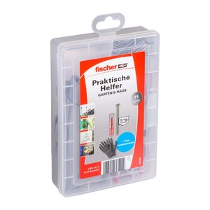 fischer easyDIY Box Garten und Balkon rostfrei 553339 Dübel- und Schrauben-Sortiment, 71-teilig