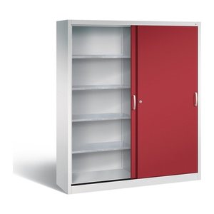 CP Stahlschrank 2149-00 S10053 lichtgrau, rubinrot 8 Fachböden 160,0 x 40,0 x 195,0 cm, aufgebaut, 1 St.