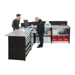 SCHULTE Thekenmodul MULTIplus Startmodul gerade, mit Arbeitsplatte, lichtgrau, schwarz 105,6 x 78,0 x 103,5 cm