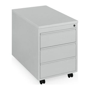 Rollcontainer aus Stahl inkl. Top (Korpus Lichtgrau, 3 Schübe)