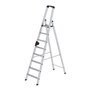 MUNK Stehleiter einseitig 40108 silber 8 Stufen, H: 251,0 cm