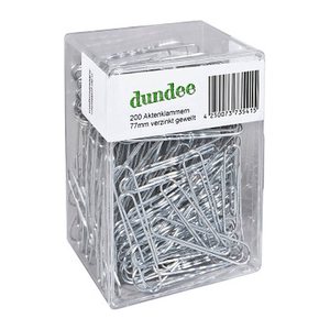 dundee Aktenklammern silber glanzverzinkt, 200 St.