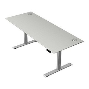 Kerkmann Move 2 Plus elektrisch höhenverstellbarer Schreibtisch lichtgrau rechteckig, T-Fuß-Gestell silber 200,0 x 80,0 cm