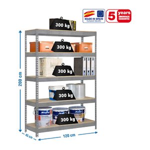 Simonrack Schwerlastregal KIT BRICOFORTE 1204-5 CHIPBOARD 778100040201245 verzinkt 120,0 x 45,0 x 200,0 cm