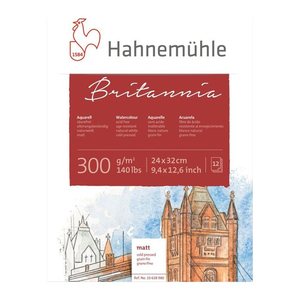 HAHNEMÜHLE Aquarellblock Britannia 24,0 x 32,0 cm 300 g/qm, 12 Blatt, 1 Block