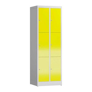 ClassiX Schließfachschrank lichtgrau, zinkgelb X-520326, 6 Schließfächer 59,0 x 50,0 x 180,0 cm