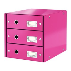 LEITZ Schubladenbox Click & Store pink 60480023, DIN A4 mit 3 Schubladen, 1 St.
