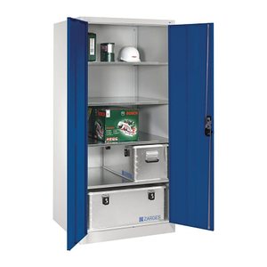 CP Stahlschrank 8924-00 S10167 lichtgrau, enzianblau 4 Fachböden 93,0 x 80,0 x 195,0 cm, aufgebaut, 1 St.