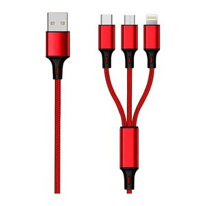 2GO USB 3in1 Ladekabel Micro-USB/Lightn/USB-C Nylon 150cm ro