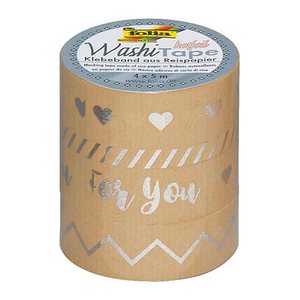 folia Washi Tape HOTFOIL Deko-Klebeband matt 15,0 mm x 5,0 m 4 Rollen