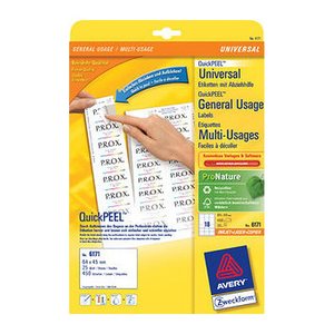 AKTION: AVERY Zweckform Etiketten 6171 weiß 64,0 x 45,0 mm, 30 Blatt + GRATIS 90 Etiketten