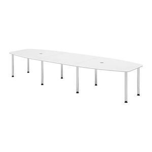 HAMMERBACHER Konferenztisch KT40C weiß Tonnenform, Rundrohr chrom, 400,0 x 85,0/130,0 x 72,0 - 74,0 cm