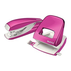 LEITZ Locher und Heftgeräte Set WOW 5095 pink-metallic