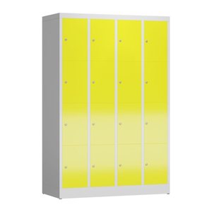 ClassiX Schließfachschrank lichtgrau, zinkgelb X-520446, 16 Schließfächer 118,5 x 50,0 x 180,0 cm