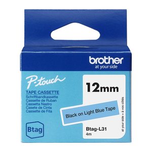 brother Schriftband Btag BTAGL31, 12 mm, schwarz auf blau, 1 St.