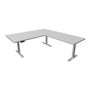 Kerkmann Move 3 Premium elektrisch höhenverstellbarer Schreibtisch lichtgrau L-Form, T-Fuß-Gestell silber 200,0 x 220,0 cm