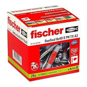 fischer DuoSeal 8x48 S PH TX A2 2K 557728 Dübel mit Schrauben Ø 8 mm x 48 mm, 25 St.