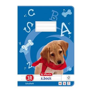 herlitz Schulheft Hund x.book Lineatur 3 liniert DIN A4 mit Rand, 16 Blatt, 1 St.