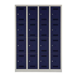 BISLEY Schließfachschrank MonoBloc ML11Q4 lichtgrau, oxfordblau ML11Q4505, 16 Schließfächer 118,3 x 50,0 x 170,0 cm