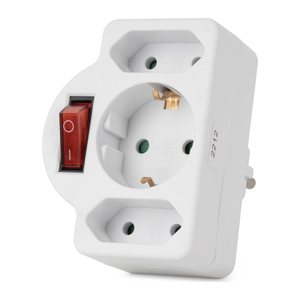 Entac Steckdosenadapter 2x Euro 1x Schukon Schalter weiß