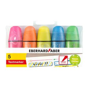 EBERHARD FABER Glitzer neon Mini Textmarker farbsortiert, 5 St.