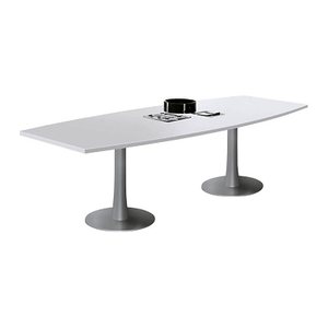 Quadrifoglio Konferenztisch Idea+ lichtgrau Tonnenform, Säulenfuß silber, 280,0 x 80,0 - 110,0 x 74,0 cm