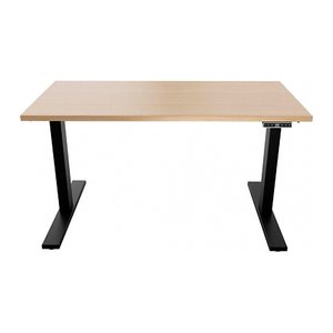 BISLEY E-WonderTech elektrisch höhenverstellbarer Schreibtisch kendal eiche rechteckig, T-Fuß-Gestell schwarz 140,0 x 80,0 cm
