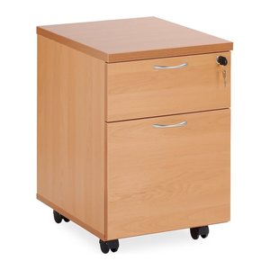 Rollcontainer aus Holz mit Schubladen (Korpus Buche, 2 Schübe)