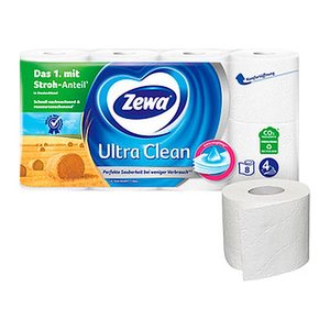 Zewa Toilettenpapier Ultra Clean 4-lagig, 8 Rollen