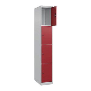 CP Schließfachschrank Classic Plus lichtgrau, rubinrot 080000-104 S10001, 4 Schließfächer 30,0 x 50,0 x 185,0 cm